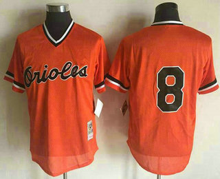 Men's Baltimore Orioles #8 Cal Ripken 19898 Orange Mitchell & Ness Throwback Jersey