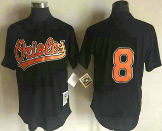 Men's Baltimore Orioles #8 Cal Ripken Black Stitched MLB Cooperstown Mesh Batting Practice Jersey By Mitchell & Ness