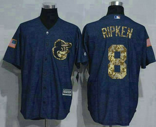 Men's Baltimore Orioles #8 Cal Ripken Denim Blue Salute to Service Stitched MLB Jersey