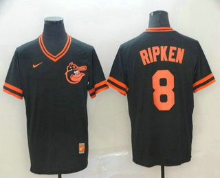 Men's Baltimore Orioles #8 Cal Ripken Jr. Black Nike Cooperstown Collection Legend V Neck Jersey