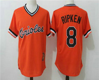 Men's Baltimore Orioles #8 Cal Ripken Jr. Orange Cooperstown Cool Base Jersey