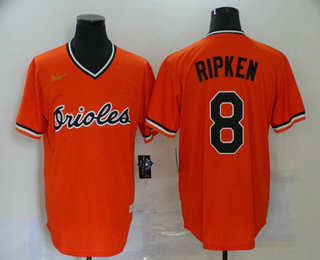 Men's Baltimore Orioles #8 Cal Ripken Jr. Orange Pullover Cooperstown Collection Stitched MLB Nike Jersey