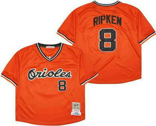 Men's Baltimore Orioles #8 Cal Ripken Orange 1975 Throwback Jersey