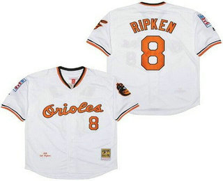 Men's Baltimore Orioles #8 Cal Ripken White 1981 Throwback Jersey