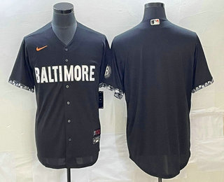 Men's Baltimore Orioles Blank Black 2023 City Connect Cool Base Stitched Jersey 01