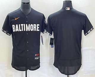 Men's Baltimore Orioles Blank Black 2023 City Connect Flex Base Stitched Jersey 02