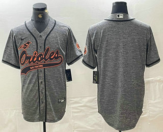 Men's Baltimore Orioles Blank Grey Gridiron Cool Base Stitched Baseball Jersey