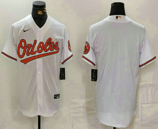 Men's Baltimore Orioles Blank White Cool Base Stitched Jersey