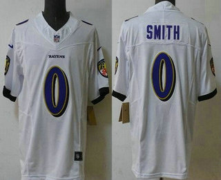 Men's Baltimore Ravens #0 Roquan Smith Limited White FUSE Vapor Jersey