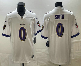 Men's Baltimore Ravens #0 Roquan Smith White 2022 Vapor Untouchable Stitched Limited Jersey