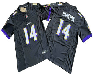 Men's Baltimore Ravens #14 Kyle Hamilton Limited Black FUSE Vapor Jersey