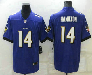 Men's Baltimore Ravens #14 Kyle Hamilton Purple 2022 Vapor Untouchable Stitched NFL Nike Limited Jersey