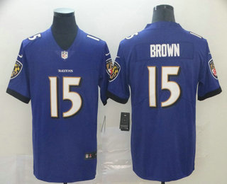 Men's Baltimore Ravens #15 Marquise Brown Purple 2017 Vapor Untouchable Stitched NFL Nike Limited Jersey