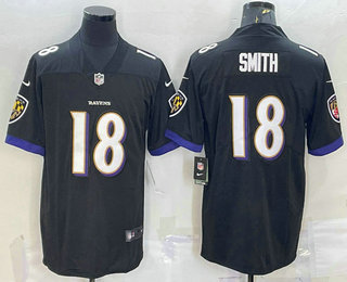 Men's Baltimore Ravens #18 Roquan Smith Black 2022 Vapor Untouchable Stitched NFL Nike Limited Jersey