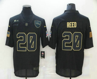 Men's Baltimore Ravens #20 Ed Reed Black 2020 Salute To Service Stitched NFL Nike Limited Jersey