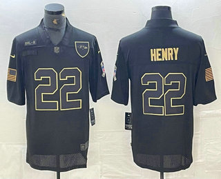 Men's Baltimore Ravens #22 Derrick Henry Black 2020 Salute To Service Stitched NFL Nike Limited Jersey