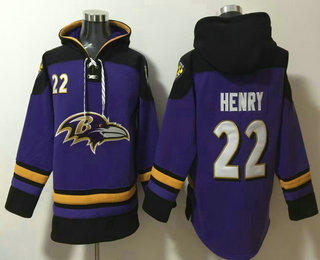 Men's Baltimore Ravens #22 Derrick Henry Purple Ageless Must Have Lace Up Pullover Hoodie