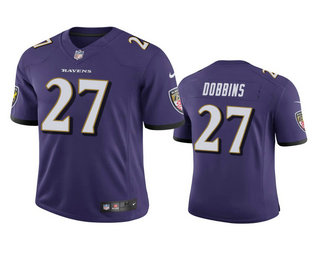 Men's Baltimore Ravens #27 J.K. Dobbins Purple 2020 NFL Draft Vapor Limited Jersey