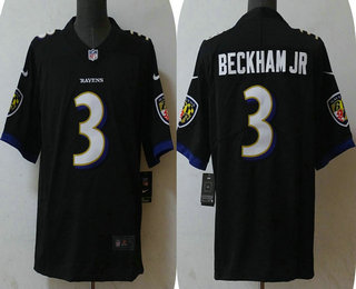 Men's Baltimore Ravens #3 Odell Beckham Jr Black 2023 Vapor Untouchable Stitched Nike Limited Jersey