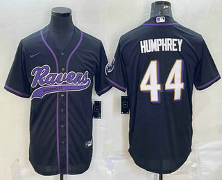 Men's Baltimore Ravens #44 Marlon Humphrey Black With Patch Cool Base Stitched Baseball Jersey