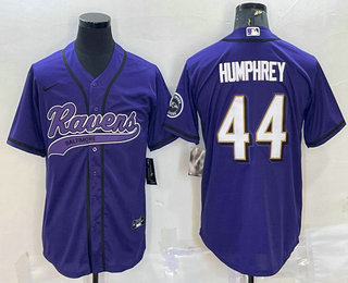 Men's Baltimore Ravens #44 Marlon Humphrey Purple With Patch Cool Base Stitched Baseball Jersey