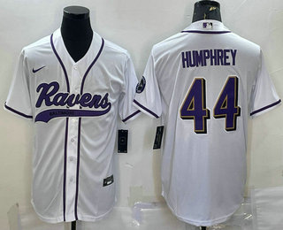 Men's Baltimore Ravens #44 Marlon Humphrey White With Patch Cool Base Stitched Baseball Jersey