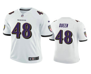 Men's Baltimore Ravens #48 Patrick Queen White 2020 NFL Draft Vapor Limited Jersey