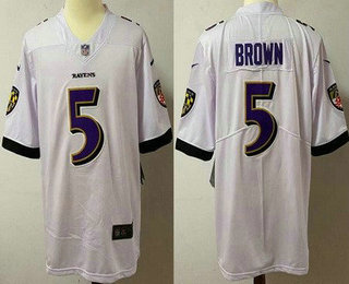 Men's Baltimore Ravens #5 Marquise Brown Limited White Vapor Jersey