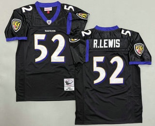 Men's Baltimore Ravens #52 Ray Lewis Black 2004 Throwback Jersey