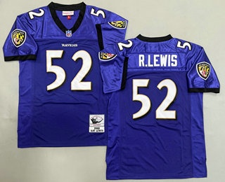 Men's Baltimore Ravens #52 Ray Lewis Purple 2000 Throwback Jersey