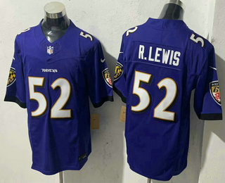 Men's Baltimore Ravens #52 Ray Lewis Purple 2024 FUSE Vapor Limited Stitched Jersey