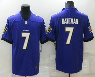 Men's Baltimore Ravens #7 Rashod Bateman Purple 2022 Vapor Untouchable Stitched NFL Nike Limited Jersey