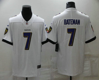 Men's Baltimore Ravens #7 Rashod Bateman White 2022 Vapor Untouchable Stitched NFL Nike Limited Jersey