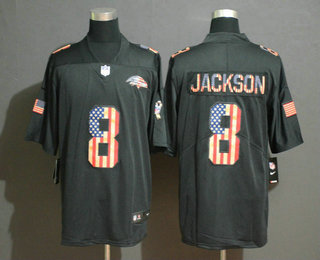 Men's Baltimore Ravens #8 Lamar Jackson 2019 Salute To Service USA Flag Fashion Limited Jersey