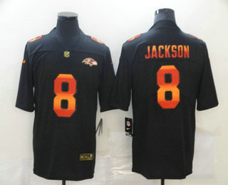 Men's Baltimore Ravens #8 Lamar Jackson Black 2020 Colorful  Vapor Fashion Limited Nike NFL Jersey