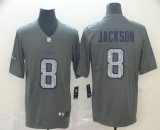 Men's Baltimore Ravens #8 Lamar Jackson Gray Camo 2019 Vapor Untouchable Stitched NFL Nike Limited Jersey