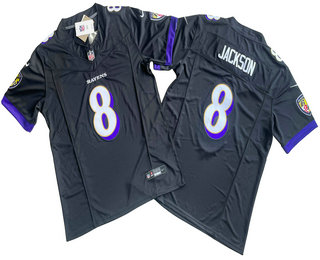 Men's Baltimore Ravens #8 Lamar Jackson Limited Black FUSE Vapor Jersey