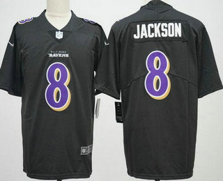 Men's Baltimore Ravens #8 Lamar Jackson Limited Black Fashion Vapor Jersey