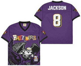 Men's Baltimore Ravens #8 Lamar Jackson Limited Purple Fashion Football Jersey