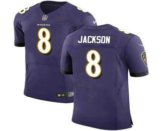 Men's Baltimore Ravens #8 Lamar Jackson Purple Team Color 2018 Vapor Untouchable Stitched NFL Nike Elite Jersey