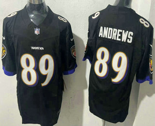 Men's Baltimore Ravens #89 Mark Andrews Black 2024 FUSE Vapor Limited Stitched Jersey