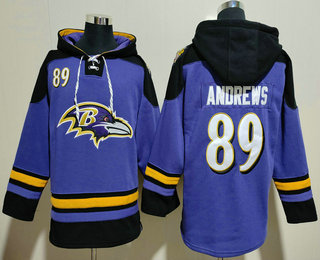 Men's Baltimore Ravens #89 Mark Andrews Black Ageless Must Have Lace Up Pullover Hoodie