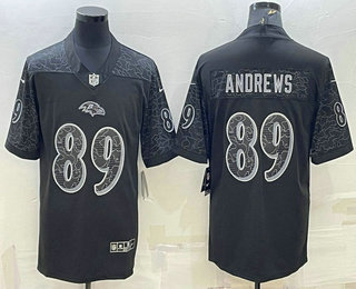 Men's Baltimore Ravens #89 Mark Andrews Black Reflective Limited Stitched Football Jersey