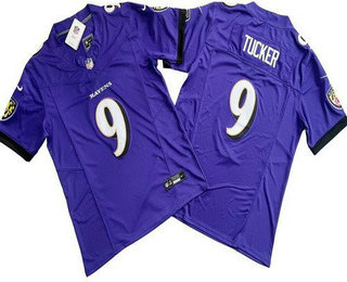 Men's Baltimore Ravens #9 Justin Tucker Limited Purple FUSE Vapor Jersey