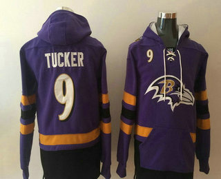 Men's Baltimore Ravens #9 Justin Tucker NEW Purple Pocket Stitched NFL Pullover Hoodie