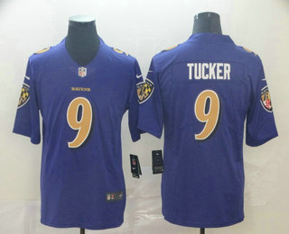 Men's Baltimore Ravens #9 Justin Tucker Purple 2016 Color Rush Stitched NFL Nike Limited Jersey