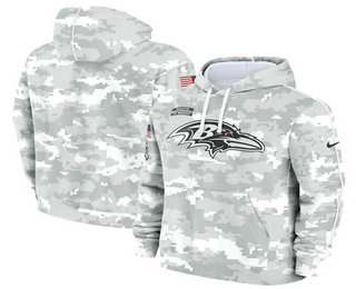 Men's Baltimore Ravens 2024 Camo Salute to Service Club Fleece Pullover Hoodie