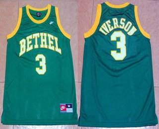 Men's Bethel High School #3 Allen Iverson Green Basketball Nike Swingman Jersey