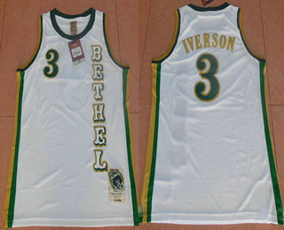 Men's Bethel High School #3 Allen Iverson White Soul Swingman Basketball Jersey