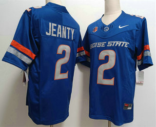 Men's Boise State Broncos #2 Ashton Jeanty Blue FUSE College Football Jersey